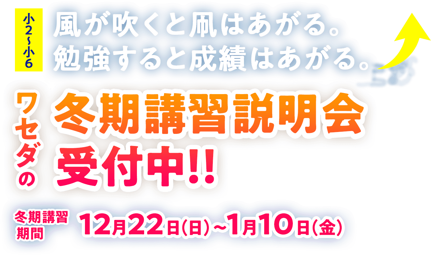 小2~小6 ワセダの冬期講習 12月22日(日)〜1月7日(火)